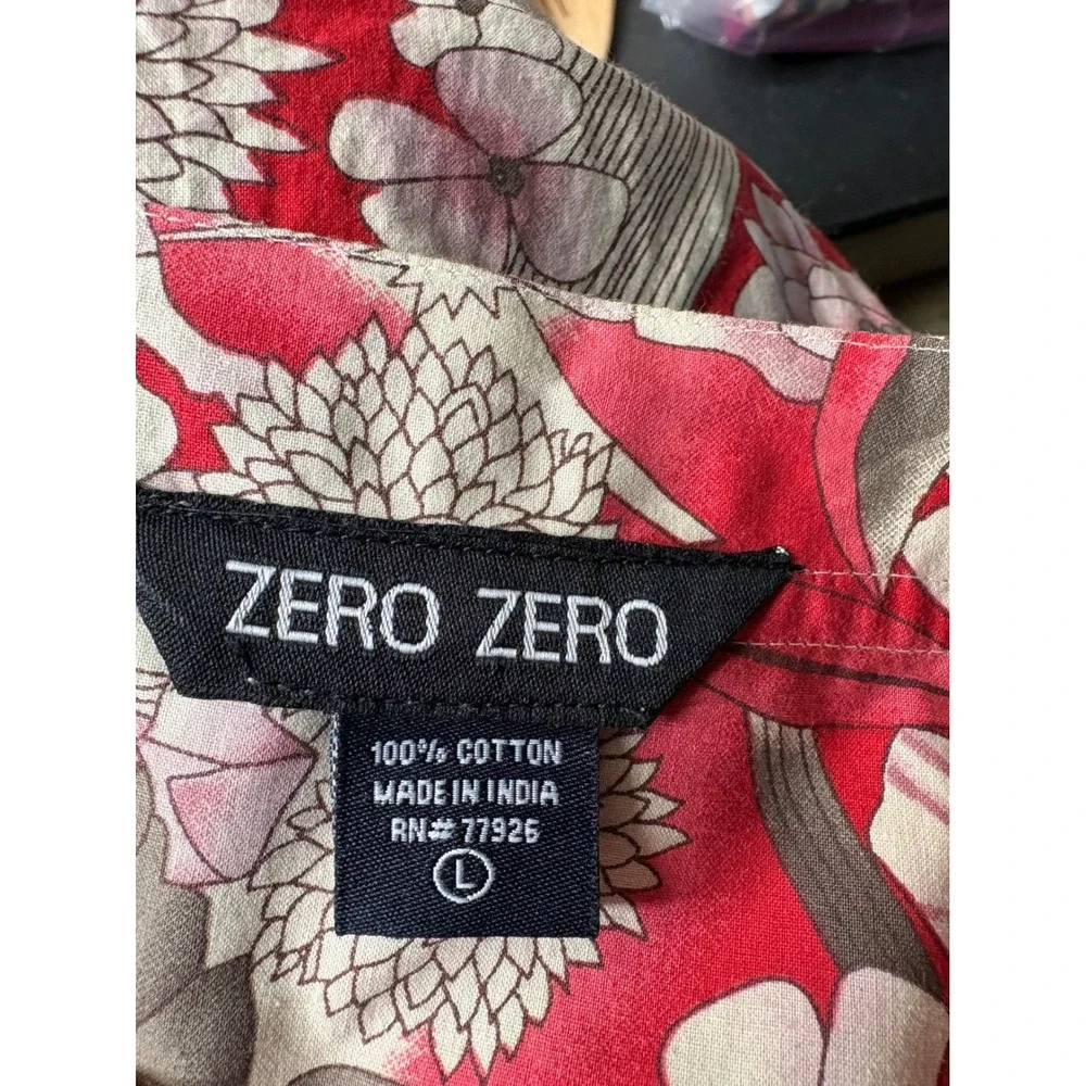 Zero Zero Womens Red Floral Pleated Cotton Skirt Size L‎ Knee Length RN 77926